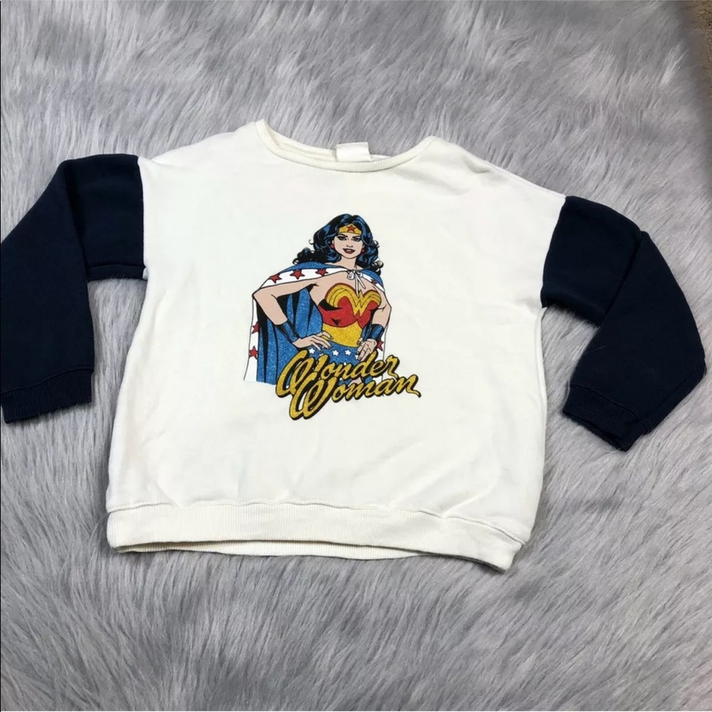 Zara Baby Girls Toddler 3-4 Wonder Woman Glitter Sweater